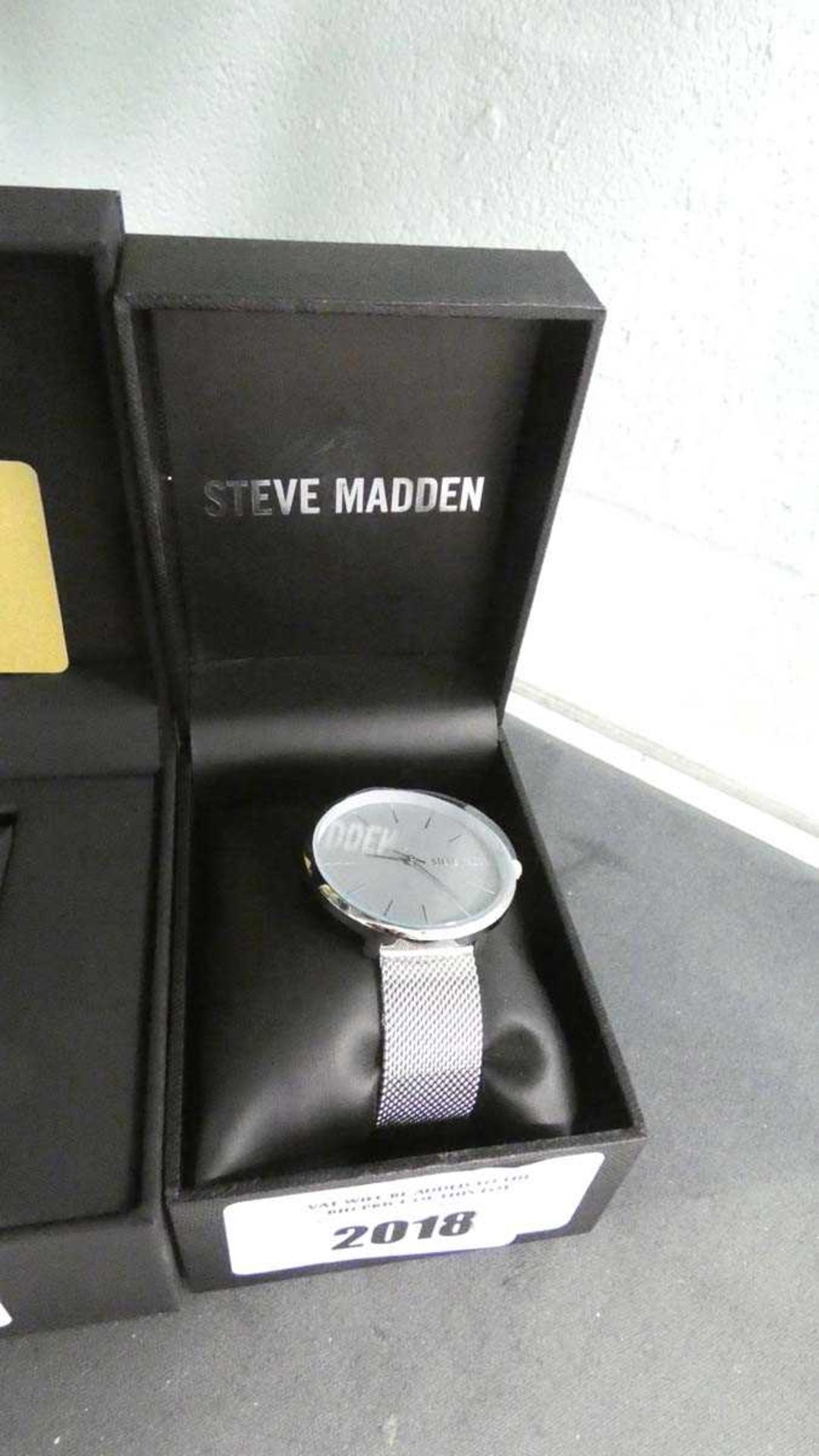 +VAT Steve Madden mesh stainless steel strap watch with box