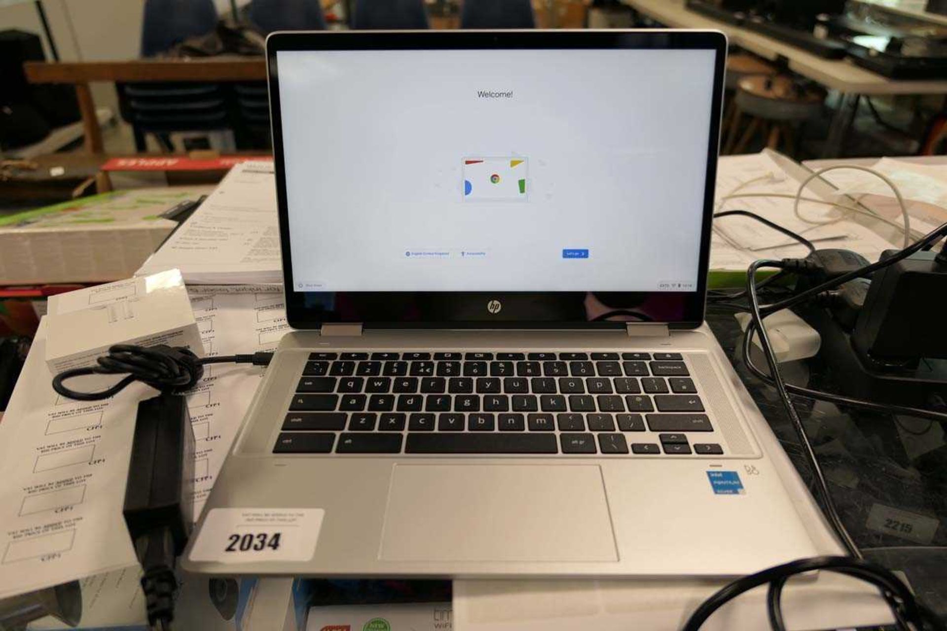 +VAT HP Chromebook X360 14" display laptop Intel Pentium processor, 4gb RAM. Comes with power supply