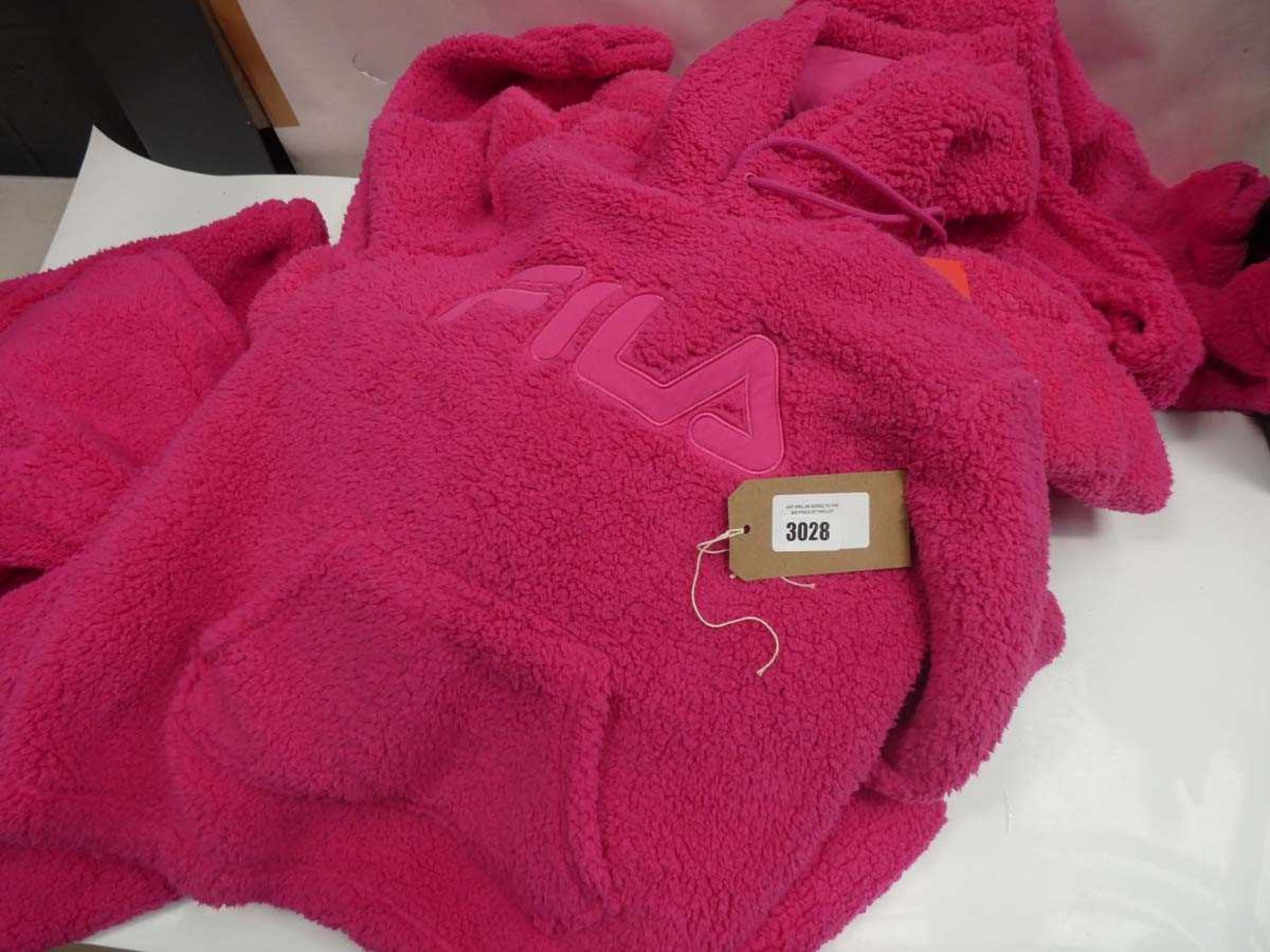+VAT Bag containing Fila beetroot purple fluffy hoodies, various sizes