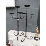 Pair of wrought iron 3 branch candlesticks
