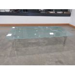 A low Boss Design 'Milli' coffee table with a frosted glass surface, 150 x 75 cm