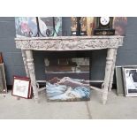 Distressed French demi lune console table