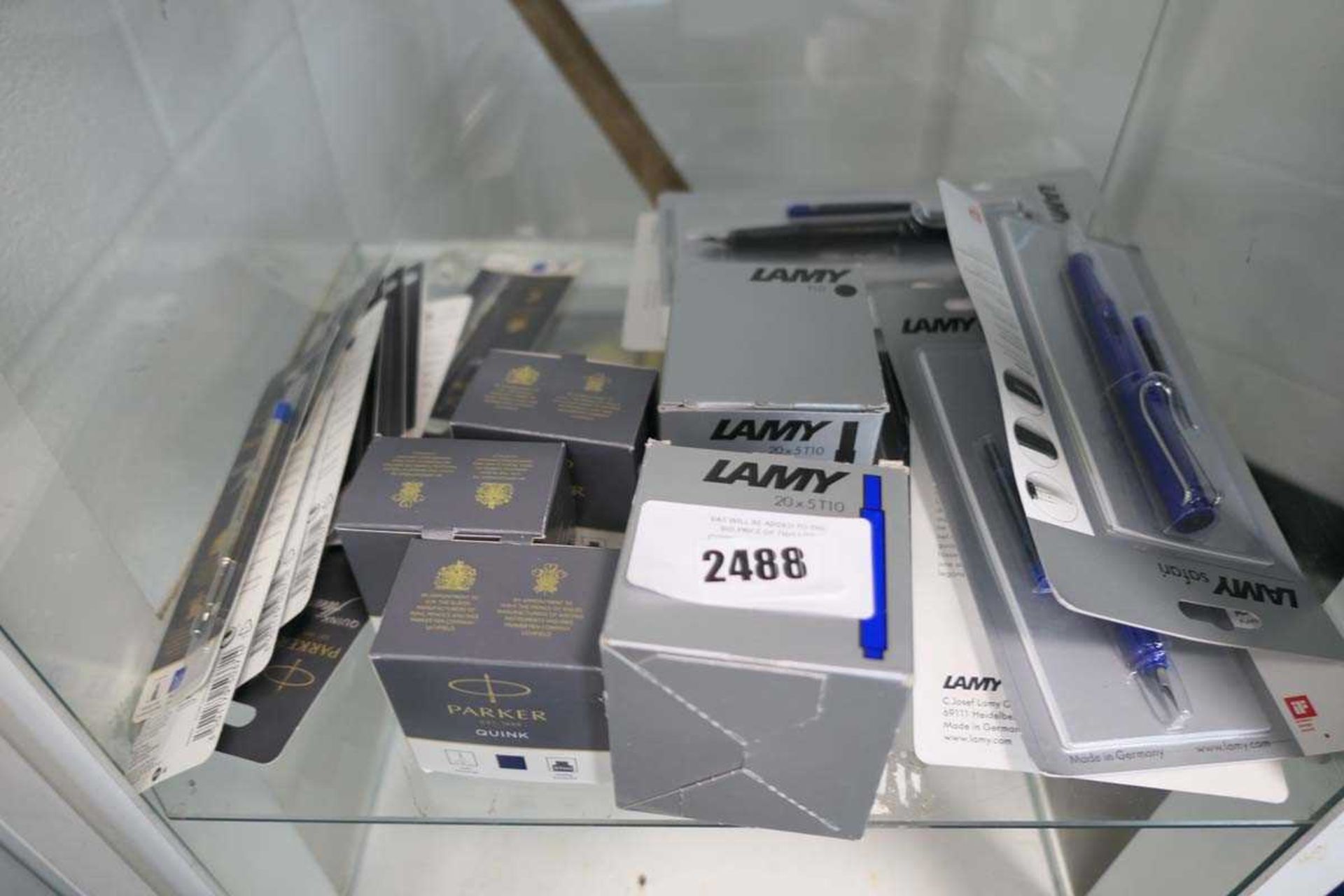 +VAT Lamy fountain pens with refills, various ink cartridge refills and Parker Quink