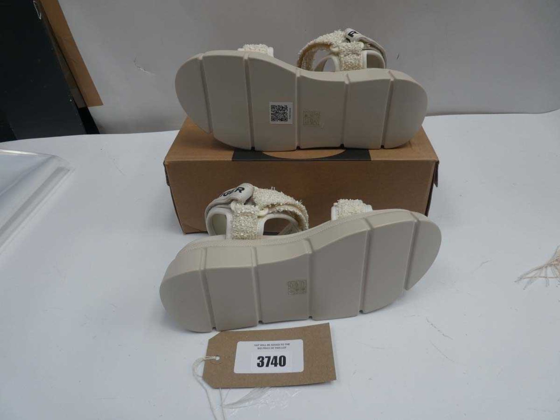 +VAT Pair of Kurt Geiger Vegan Rigged sandals in cream, size 38 (with box) - Image 2 of 2