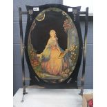 Fire screen with painted panel