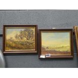 Pair of oil on board paintings of countryside scenes