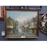 Oil on canvas of a Parisian scene signed D Ricky