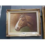 Oil on canvas of a horse head, signed JC Loumads