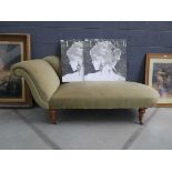 Green upholstered chaise longue