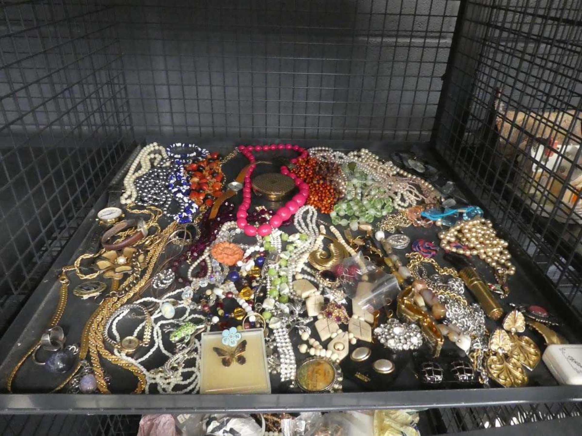Cage of assorted costume jewellery