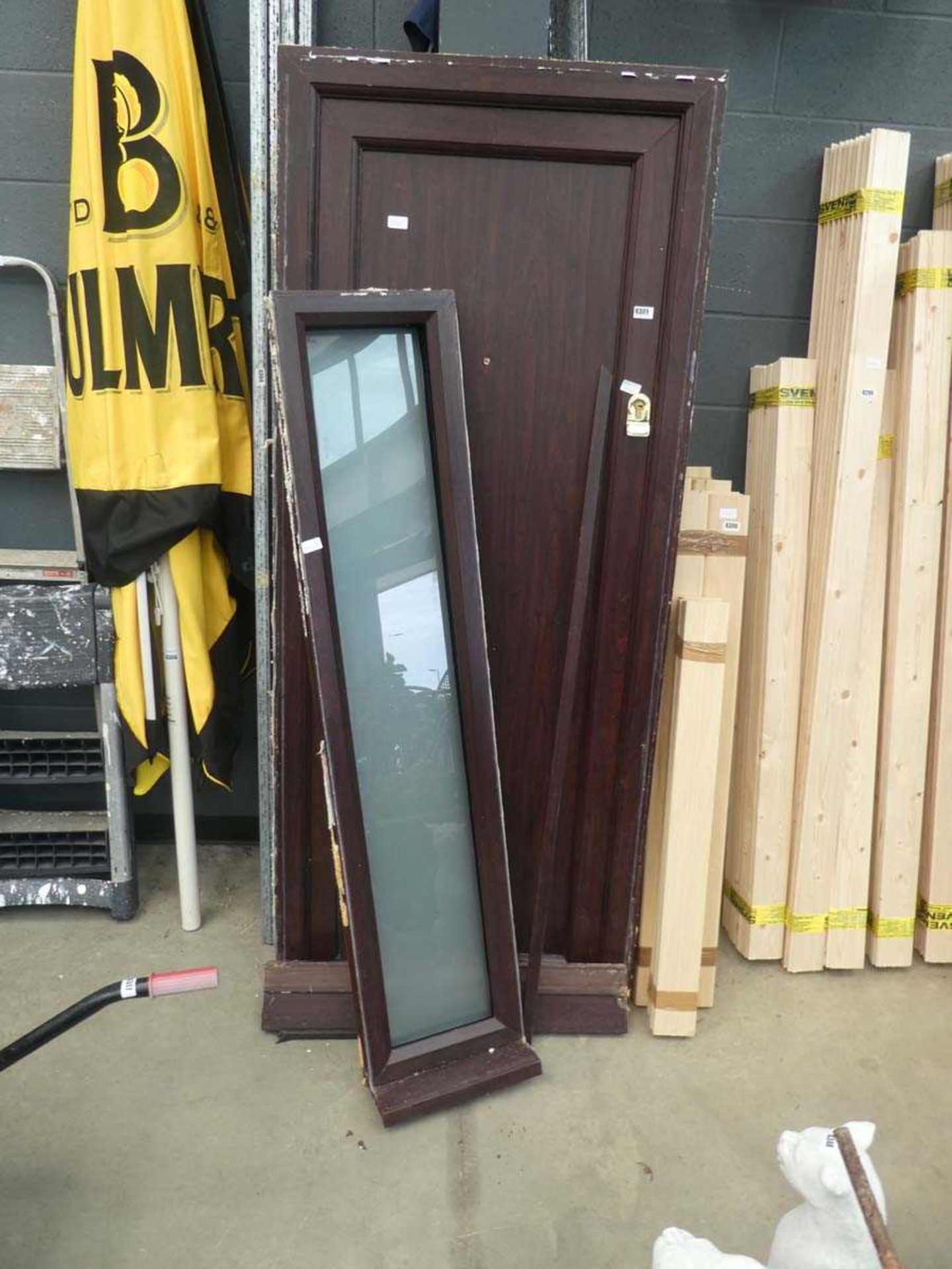 Dark brown UPVC door frame and side window