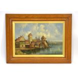 Late 19th/early 20th Century School, ‘Bridge at Nuremberg’ inscribed, oil on canvas, image 50 x 75