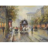 C. Franco (20th Century),A Parisian scene with horse and carriage,signed,oil,18 x 24 cm