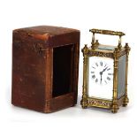 A late 19th/early 20th century French carriage timepiece by possibly by Duverdrey & Bloquel, the