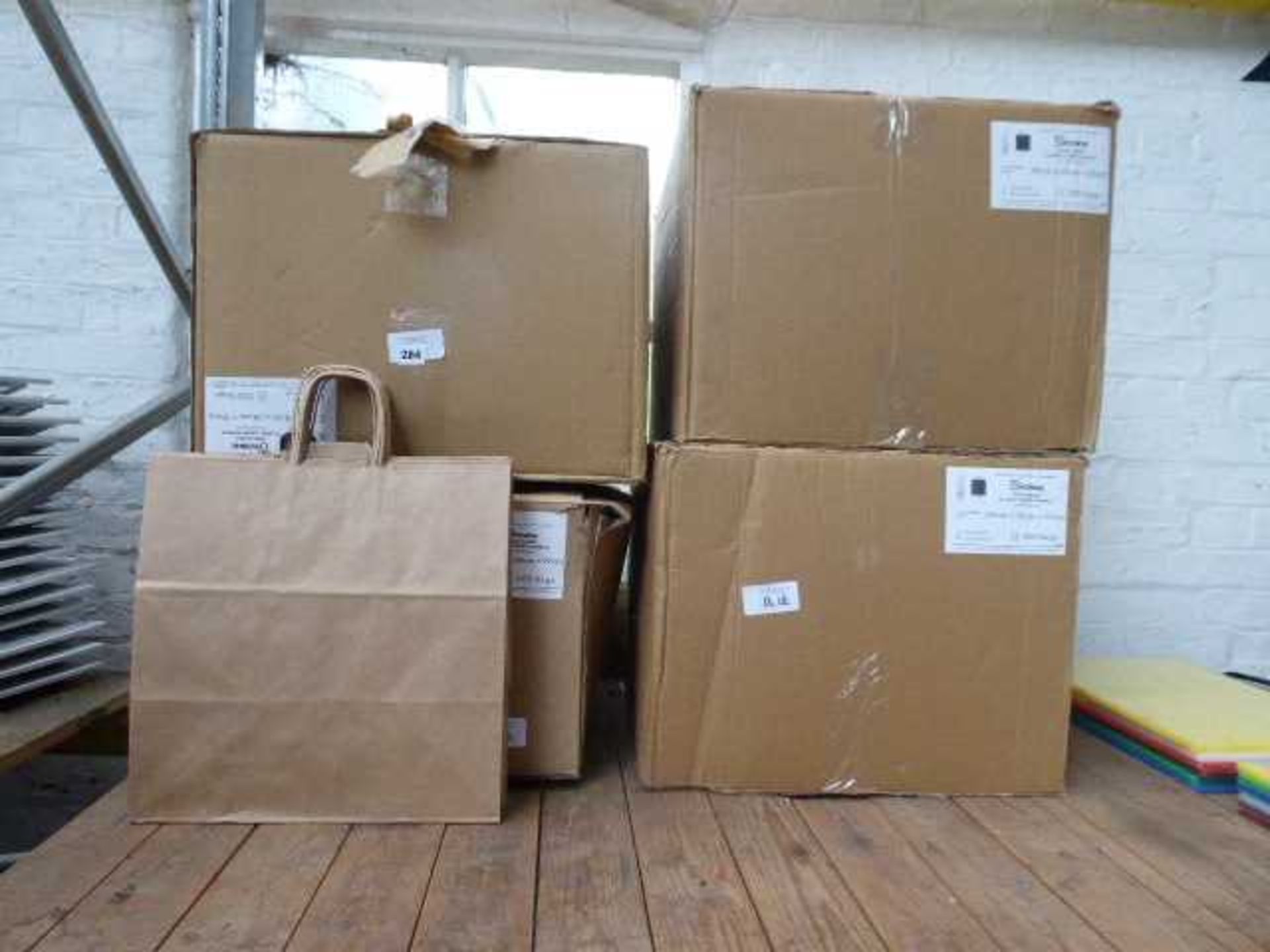 +VAT 4 large boxes of mainly brown paper carrier bags