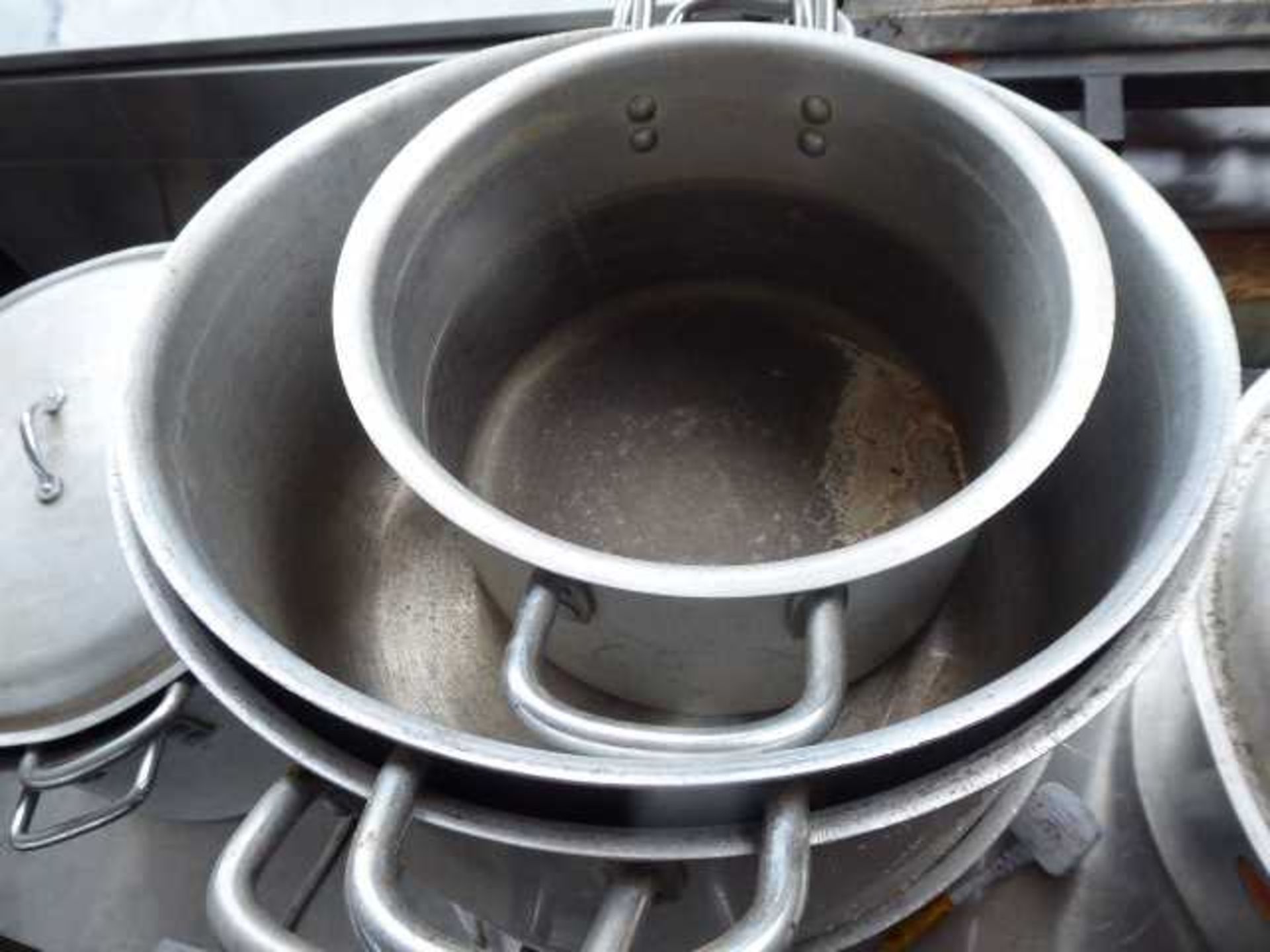 Large quantity of aluminium cooking pots, some with lids - Image 2 of 3