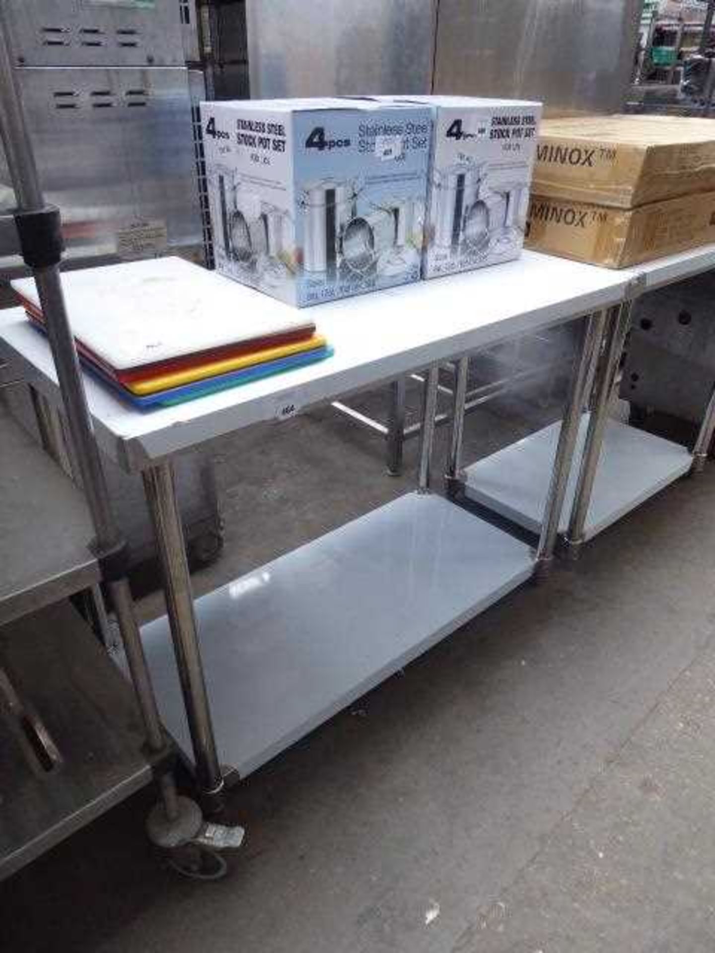 +VAT 120cm Diaminox stainless steel preparation table with shelf under