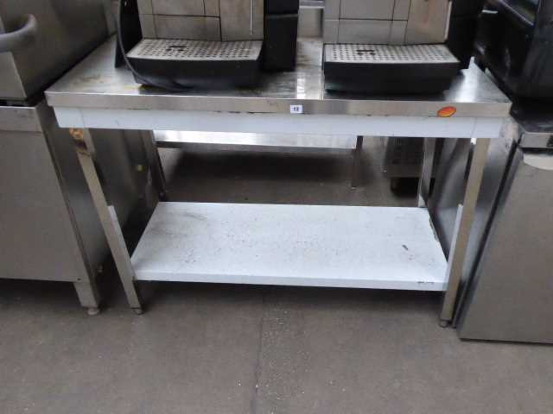 120cm stainless steel preparation table with shelf