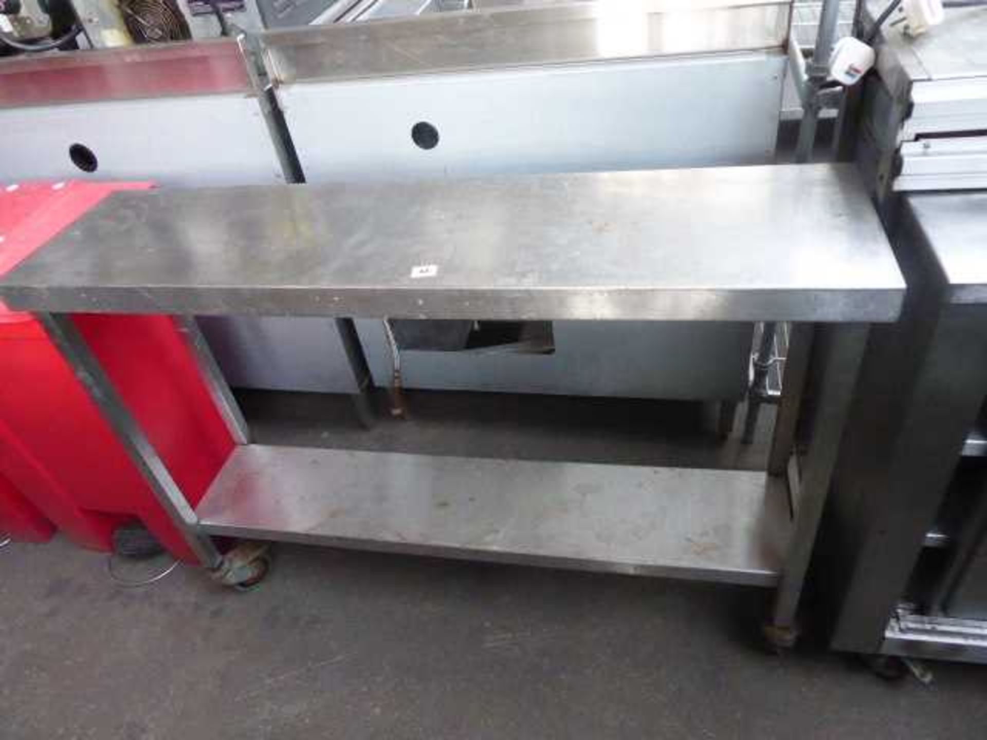 120cm long shallow mobile stainless steel unit - Image 2 of 2