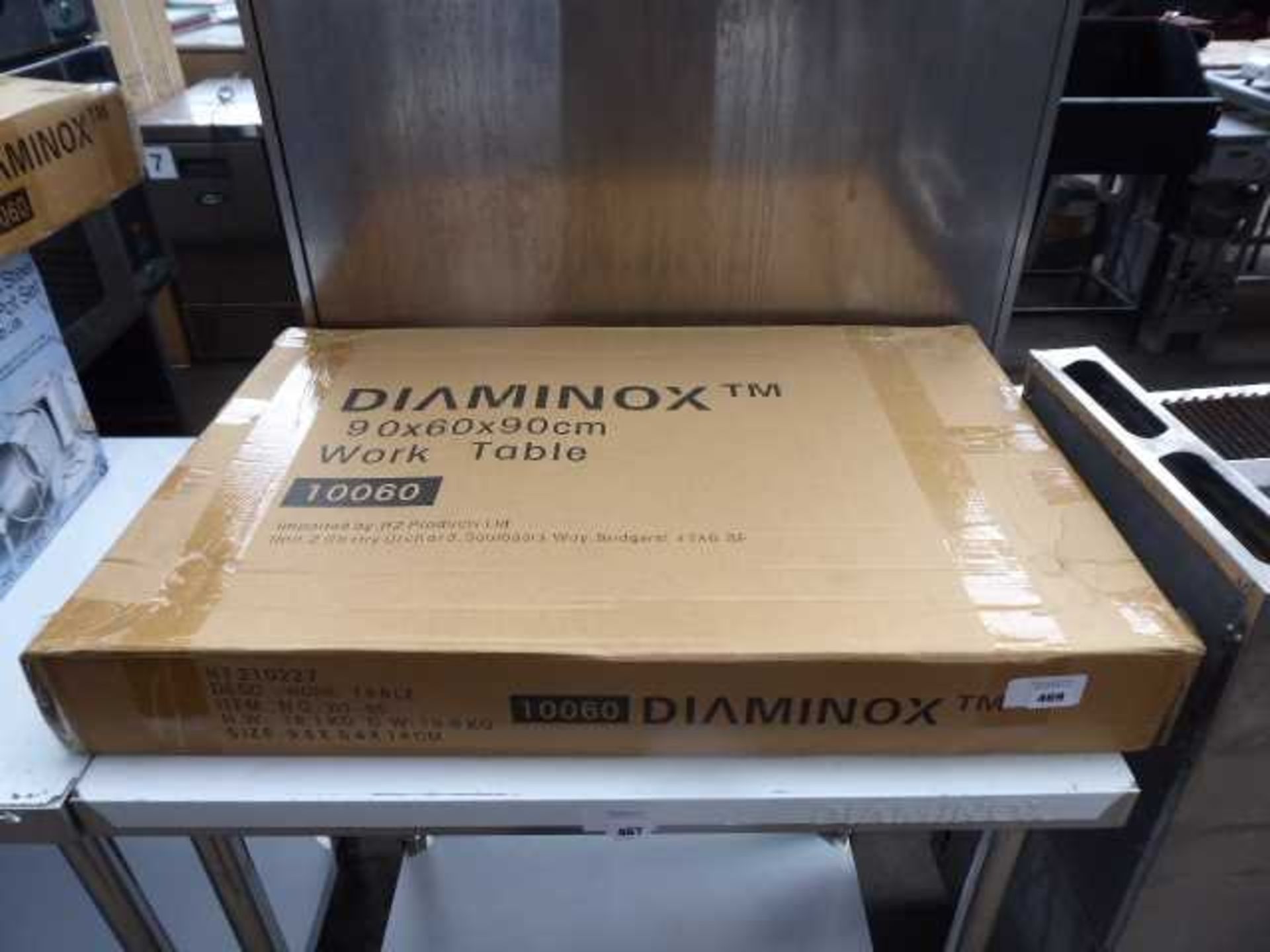 +VAT 90cm Diaminox stainless steel preparation table with shelf under (Flat pack)