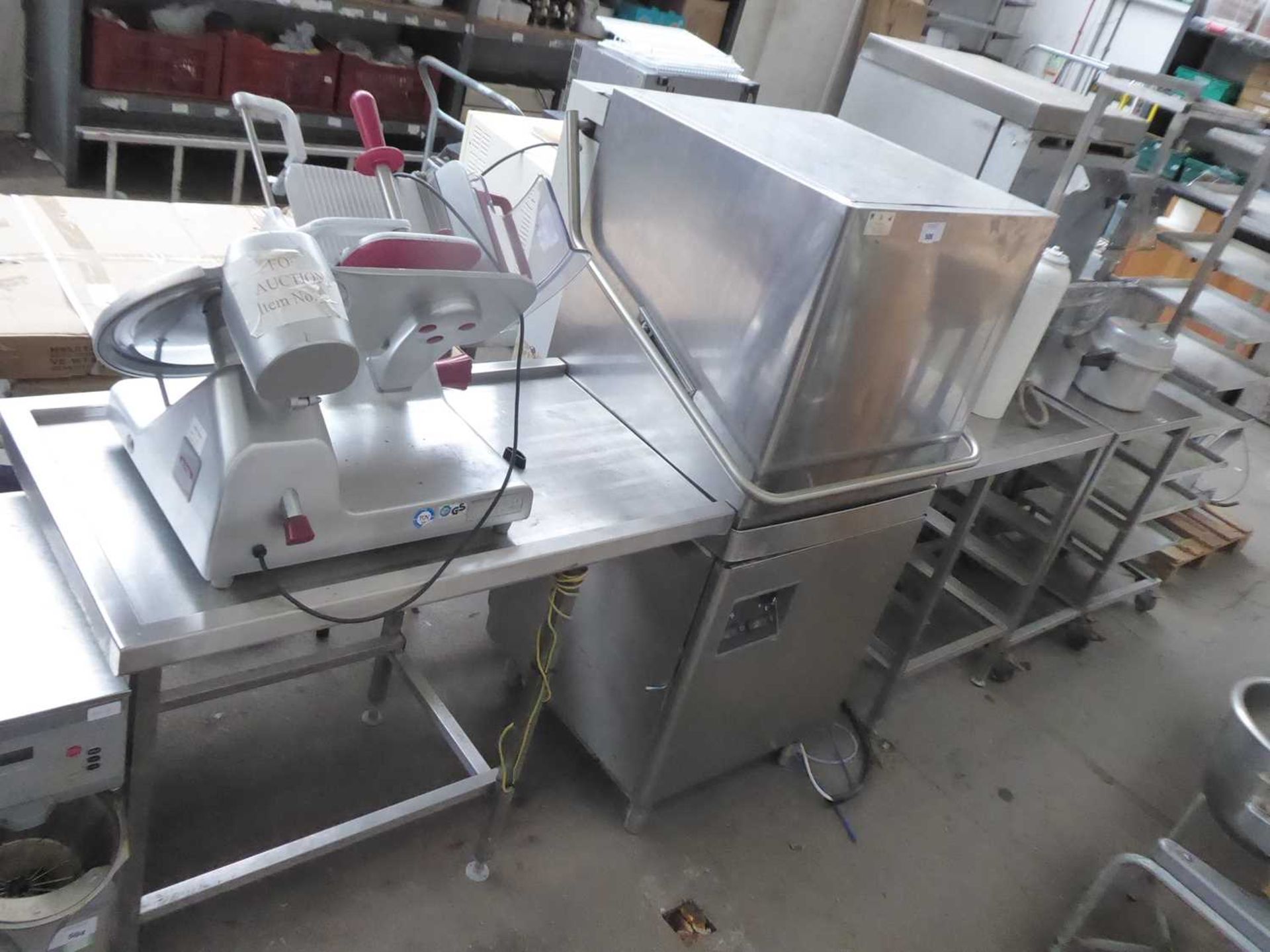 +VAT 67cm Proton W1400A lift top pass through dishwasher with tabling