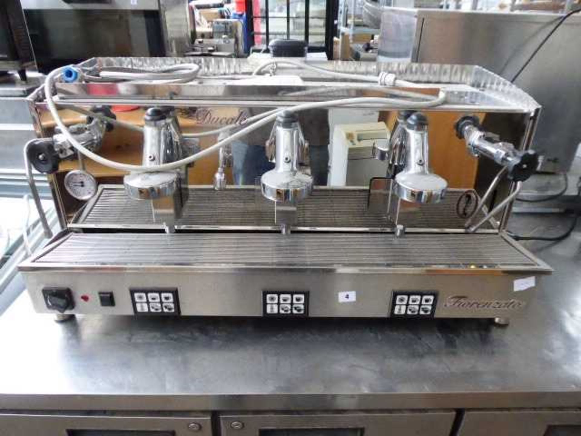 98cm Fiorenzato Ducale 3 station barista type coffee machine, with 3 group heads