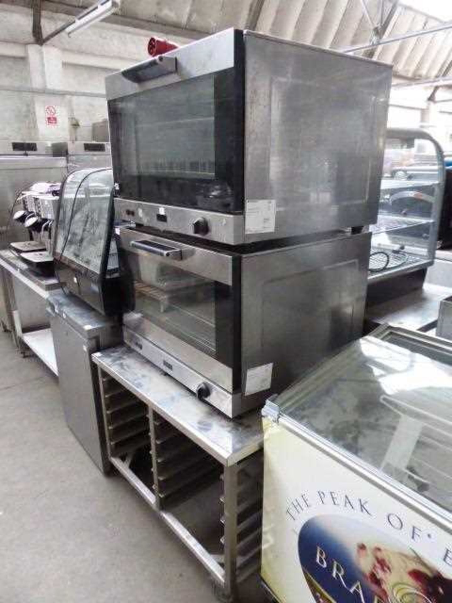 Stack of 2 78cm electric Smeg Alfa 144XE1 ovens on mobile stand - Image 2 of 3