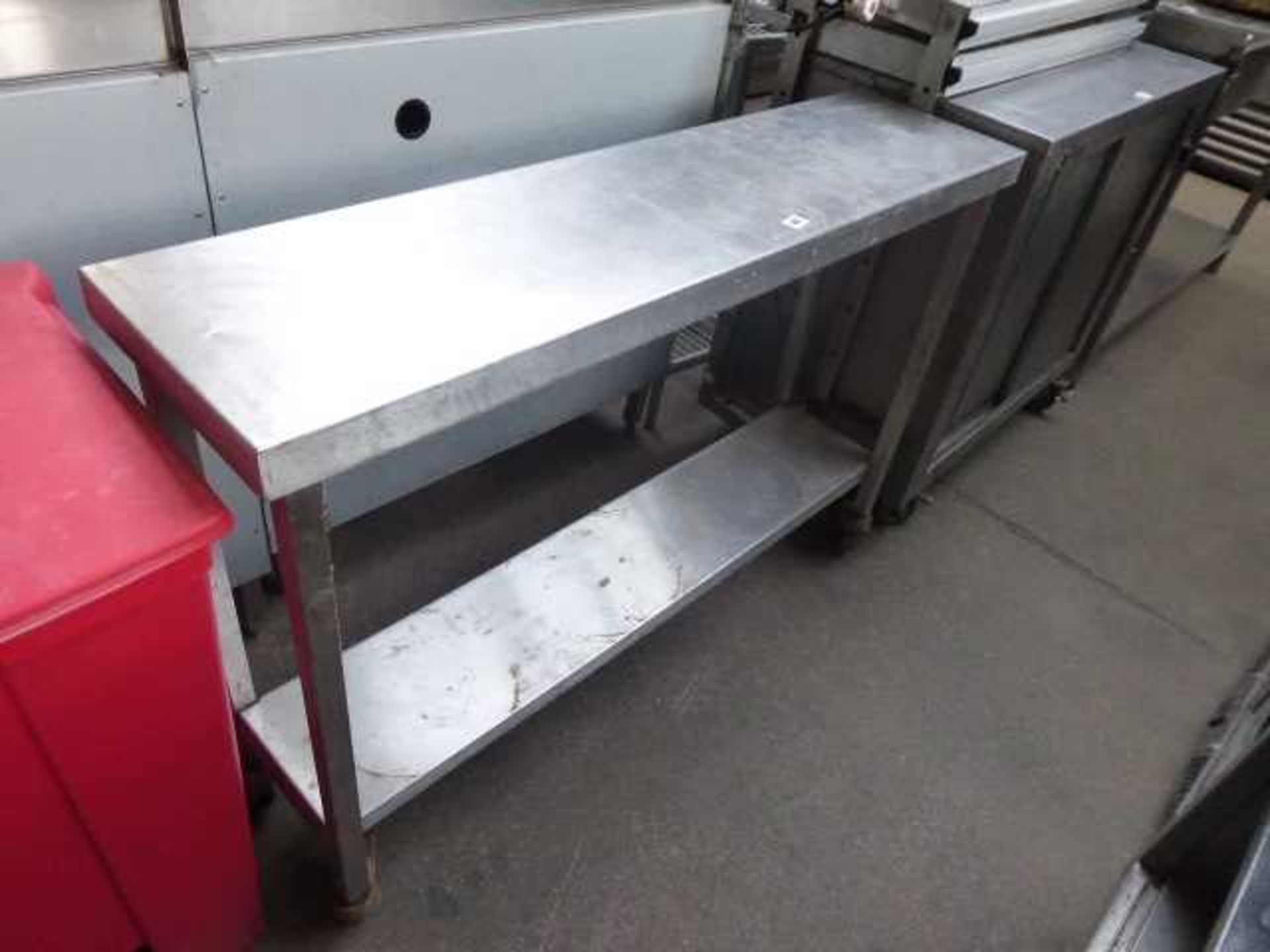 120cm long shallow mobile stainless steel unit