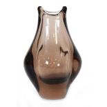 In the manner of Miroslav Klinger, a copper coloured glass vase, h. 13 cm