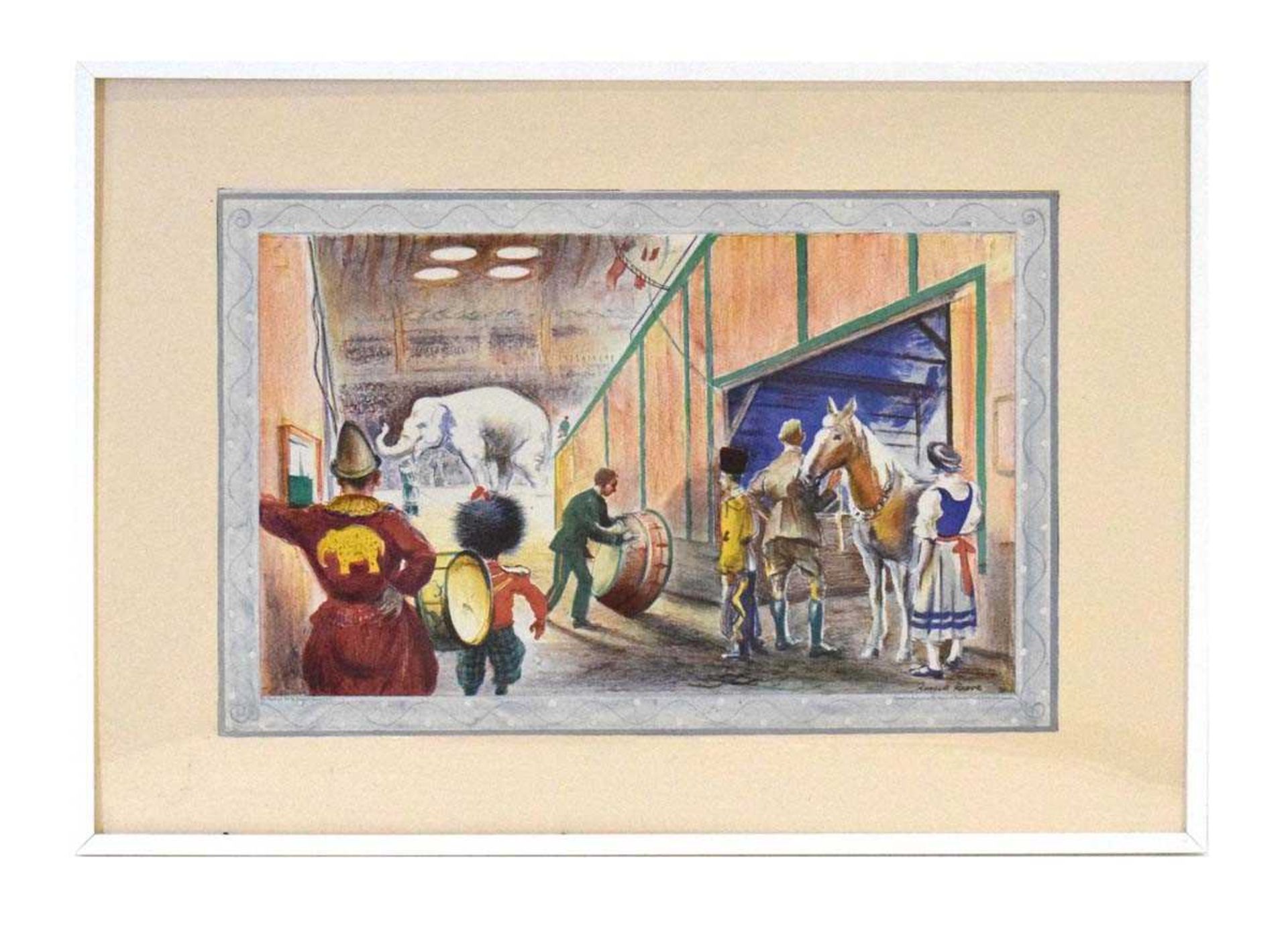 Russell Sidney Reeve (1895-1970),'The Elephant Act S.P.17',colour lithograph,printed by Baynard