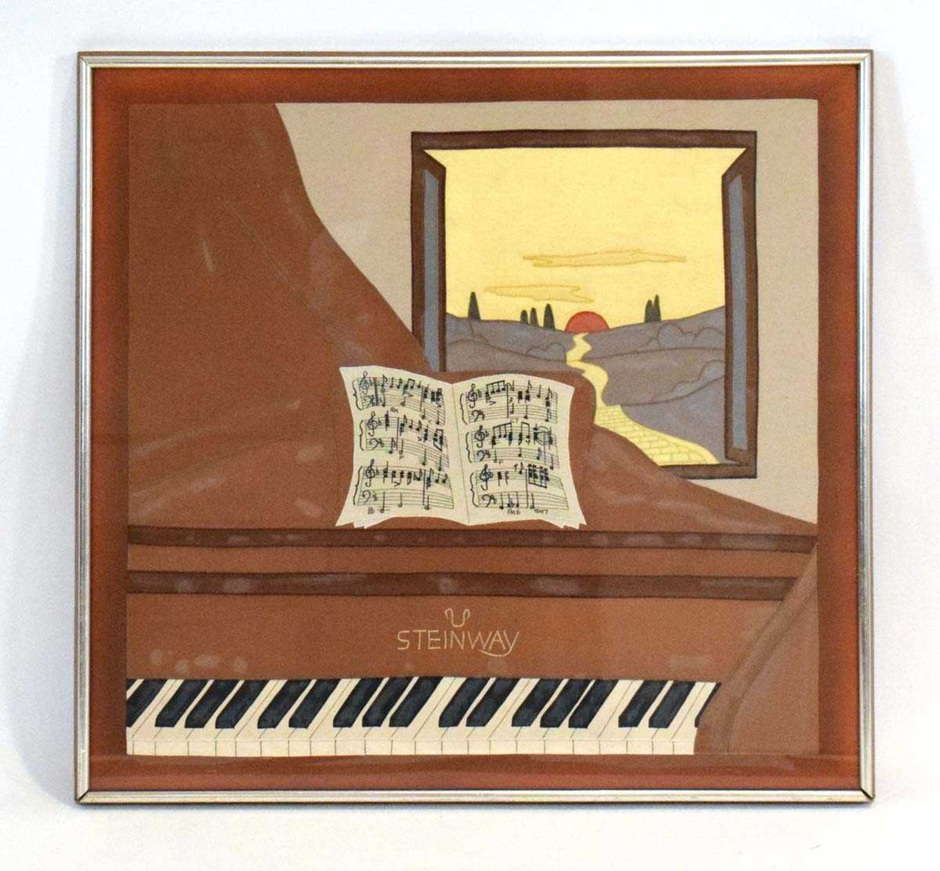 Debbie and Patrick Burnham (contemporary),A Steinway piano with an open window and sunset in the - Image 2 of 2