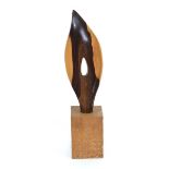 Russell Watson, a 1977 handcrafted sycamore sculpture on a cuboid base, signed, h. 38 cm
