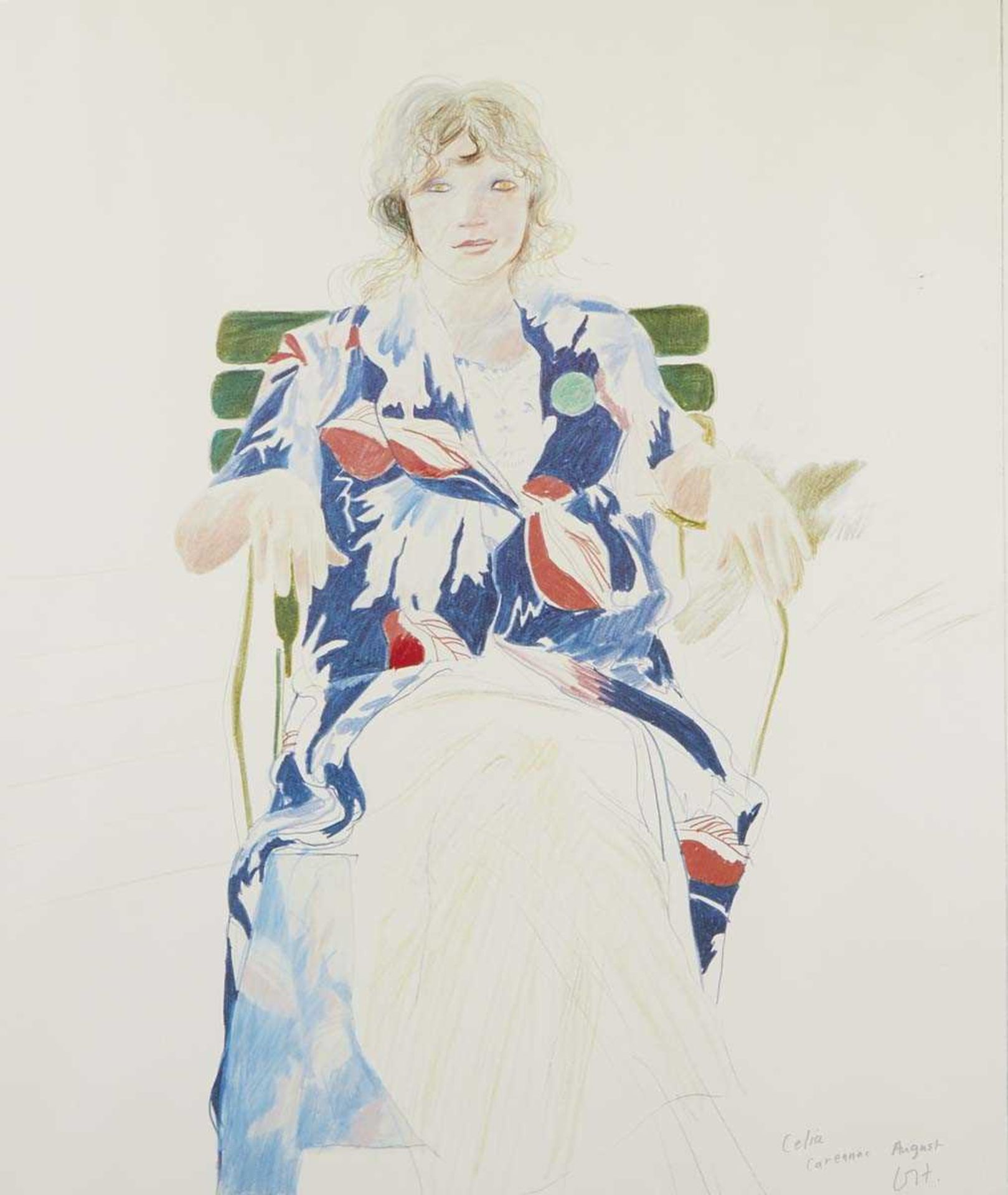 After David Hockney (b. 1937),'Celia. Carennac',lithographic print,printed signature in the image,