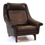 Aage Christiansen for Eran, a 1960's Danish brown leather 'Matador' armchair on teak legs*Sold