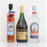 3 bottles, 1x Plymouth Navy Strength Gin 70cl 100 proof 57%, 1x Pegasus Bridge Cafe Gondree