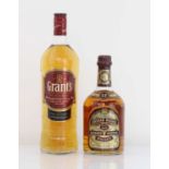 2 bottles, 1x Chivas Regal 12 year old Blended Scotch Whisky circa 1980's 43% 75cl & 1x Grant's