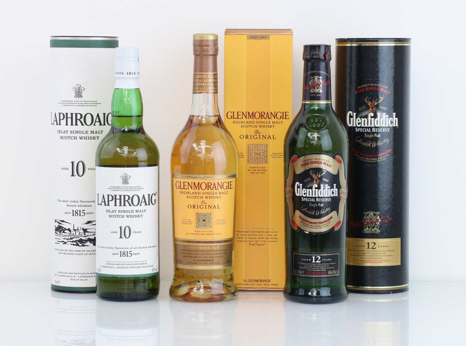 3 bottles, 1x Laphroaig 10 year old Islay Single Malt Scotch Whisky with carton 40% 70cl, 1x