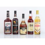 5 bottles of Rum, 1x Cockspur VSOR fine Barbados Rum No EE42526 43% No size stated, 1x Jefferson's