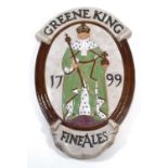 Attributed to Royal Doulton, a Greene King 'Fine Ales' ceramic wall plaque, 57 x 36 cm