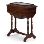 A 19th century mahogany sewing table, the lift lid revealing a fitted interior, over a single