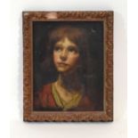 Early 20th Century School,A head and shoulders study of a pensive young lady,unsigned,oil on