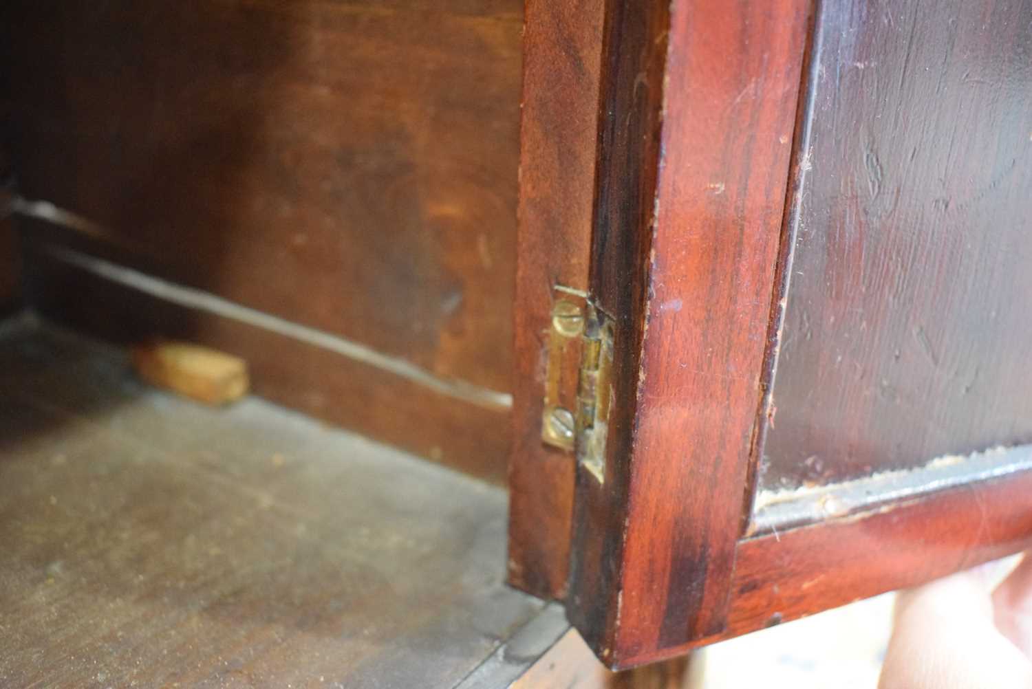 A pair of Regency rosewood and brass mounted pot cupboards, the doors with watered silk panels, on - Bild 23 aus 24