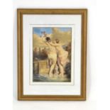 20th Century School,A pair of figures within a classical garden,unsigned, watercolour,image 47 x