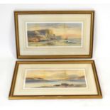 William Henry Earp (1831-1914),Boats coming in to shore,signed,watercolour,image 24 x 54 cm,together