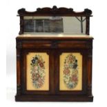 An early 19th century rosewood chiffonier, the mirrored superstructure over a marble surface and