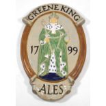 Attributed to Royal Doulton, a Greene King 'Ales' ceramic wall plaque, 59 x 39 cm