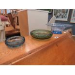 3 Whitefriars coloured glass bowls