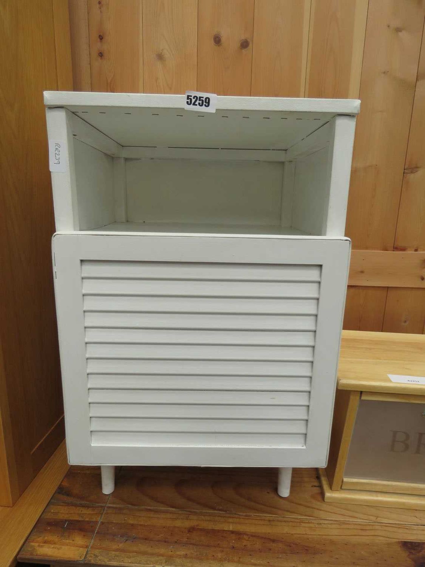 White painted pot cupboard with shelf over
