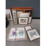 2 x satirical prints, middle eastern scenes with camels, Chinese panel, South East Asian prints