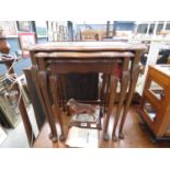 Nest of three reproduction walnut tables